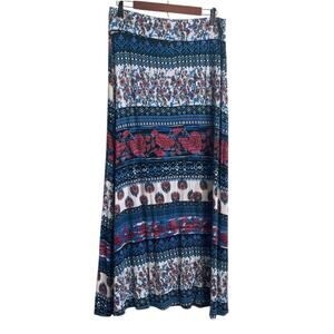Cato Women Maxi A-line Skirt L Floral Stretch Comfort Boho Cottagecore Vacay